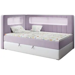 BOXSPRINGBETT JUNIOR GOLD 3 90/200 Violett/Weiß - linke Seite