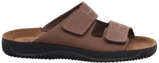 Pantolette ROHDE "Soltau-H", Herren, Gr. 39, ungefüttert, braun (dunkelbraun), Nubukleder, Schuhe Pantolette, Sommerschuh, Schlappen, Hausschuh mit Klettverschlüssen dunkelbraun 39, ungefüttert