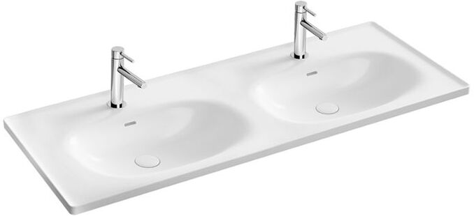 VitrA Equal Doppel-Möbelwaschtisch 7244B403-0001 130x52cm, Hahnloch/Überlaufschlitz, weiß hochglanz VC