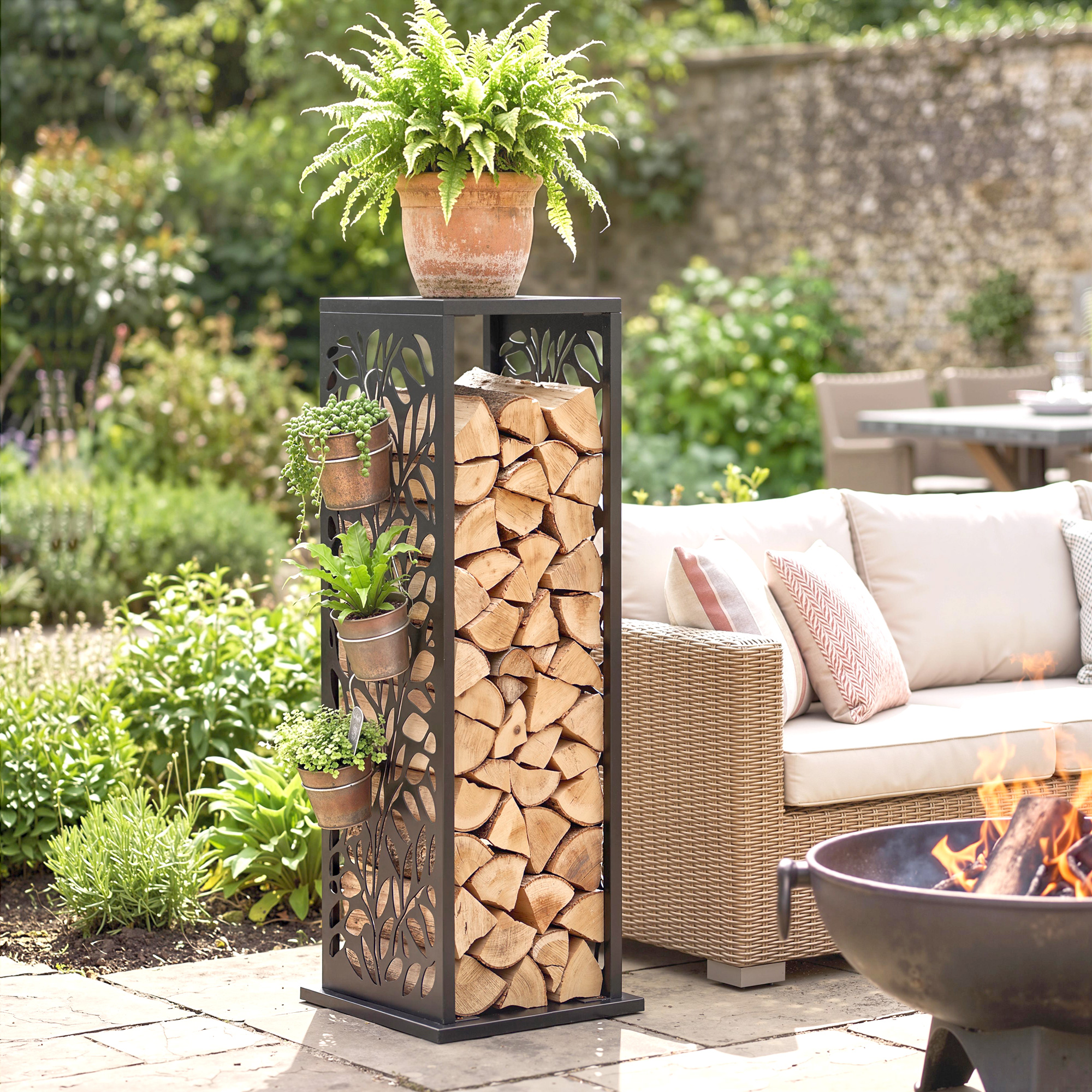 Outsunny Portalegna rialzato con 4 ganci, fino a 100 kg, 38x38x112 cm, acciaio   Aosom Italy