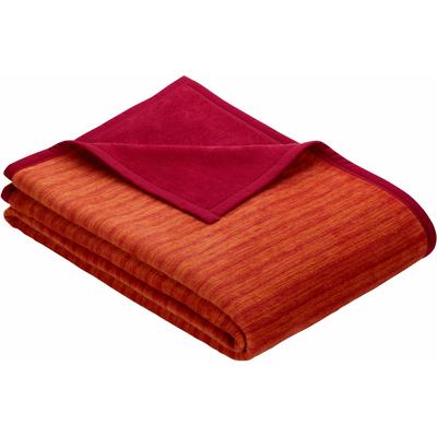 Wohndecke IBENA "Fano", rot (rot, orange), B:150cm L:200cm, Baumwolle, Kunstfaser, Wohndecken, Wohndecke, mit Streifen versehen, Kuscheldecke