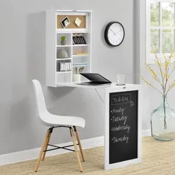 Wandklapptisch Kläppen mit Regal Weiß [en.casa]