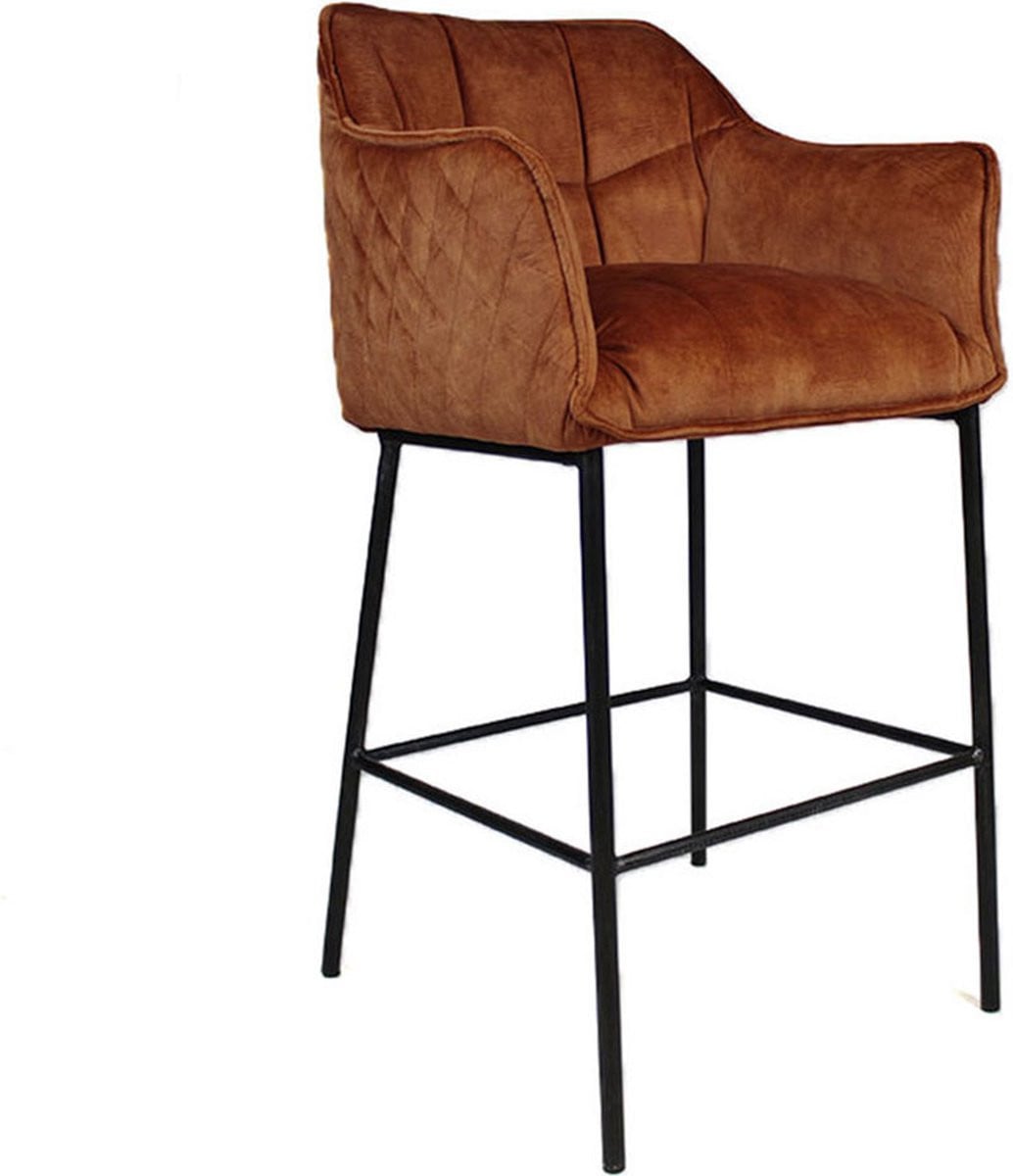 Bronx71 Velvet barkruk Jayron koper, Hoogte: 82 cm