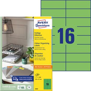 Zweckform Avery  3454 grüne Etiketten 105 x 37mm, 1600 Stück