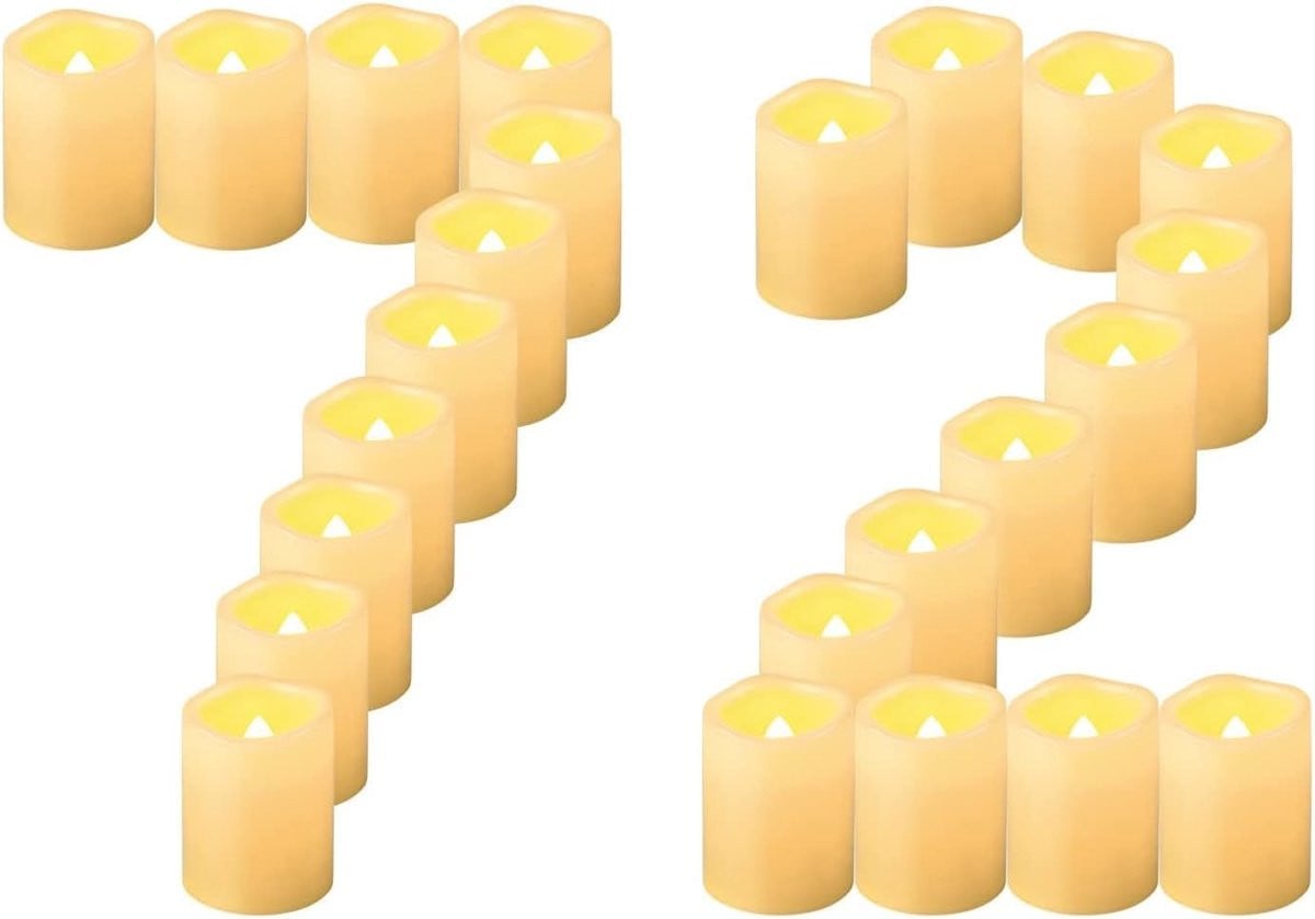 Vlamloze LED Votieve Kaarsen 72-pack - Flikkerende Theelicht Kaarsen voor Decoratie