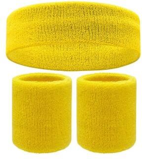 Useful Little Things Soft Terry Cloth Sweatband Set For Sports And Athletic Workouts yellow