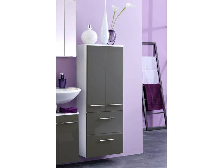 Meuble midi 50cm Gris/Gris brillant