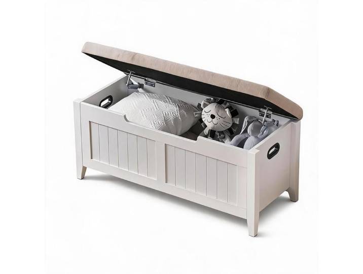 Banc de Rangement – Coffre Bois Coussin Confort Ouverture U Facile Idéal pour Chambre/Couloir/Entrée 100x40x46cm