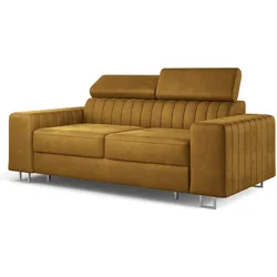 BETTSOFA SOLAN Gelb Velours-Stoff mit Schlaffunktion