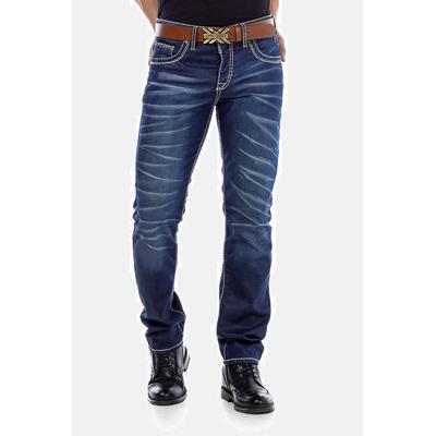 Slim-fit-Jeans CIPO & BAXX "Jeans", Herren, Gr. 38, Länge 34, blau (dunkelblau), 99% Baumwolle, 1% Elasthan, unifarben, slim fit lang, Jeans Slim-fit-Jeans, mit scharfen Waschdetails, CD-471