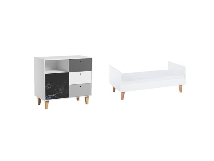 Lit bébé évolutif et Commode à langer Vox Concept Noir