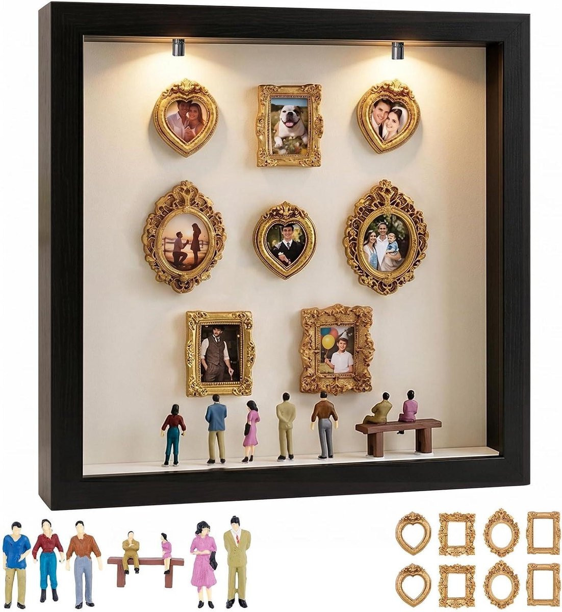 Fotolijst Shadow Box Mini Museum Lijst Zwart - 45 cm Diep