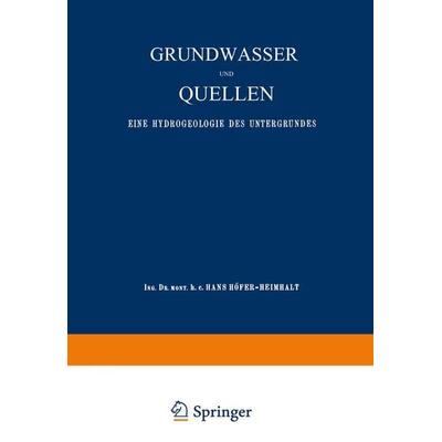 Grundwasser und Quellen, Taschenbuch von Hans Höfer, Vieweg & Teubner, 978-3-663-06336-0