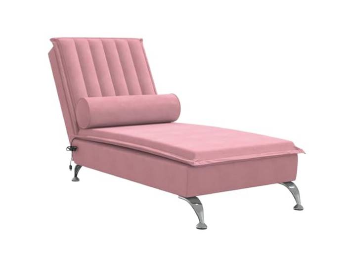 vidaXL Massage-Chaiselongue mit Nackenrolle Rosa Samt
