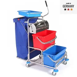 Floorstar FPW 2 T Plus 2-120 ES Reinigungswagen mit Flachpresse Flachpresse, mit Halterahmen 2 x 120 l, Edelstahl, PATENT