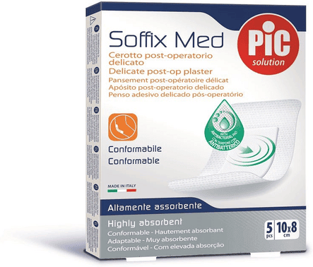 PIC Soffix Med Cerotto Post Operatorio Delicato 10x8 cm 5 Pezzi