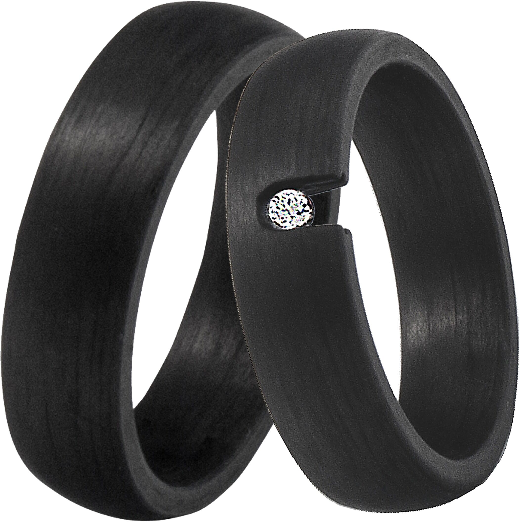 Trauring DOOSTI "Schmuck Geschenk CARBON Trauring Ehering Partnerring LIEBE" Gr. 56, schwarz, Fingerringe, Damen, 56, ohne Zirkonia, Carbon, 6mm, Trauring, wahlweise mit oder ohne Zirkonia