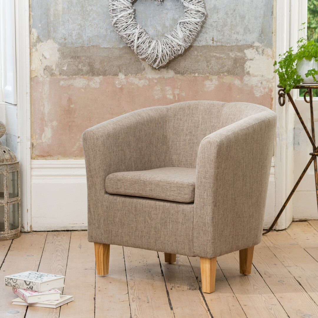 Fernleaf Viola Upholstered Barrel Chair Light Brown 72cm H X 68cm W X 66cm D