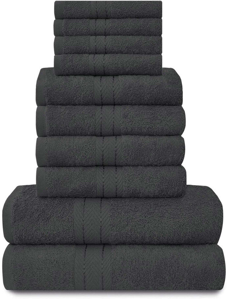 GC GAVENO CAVAILIA Toronto Midweight Mulit-Size Set Charcoal Bath Towel;Washcloth;Hand Towel