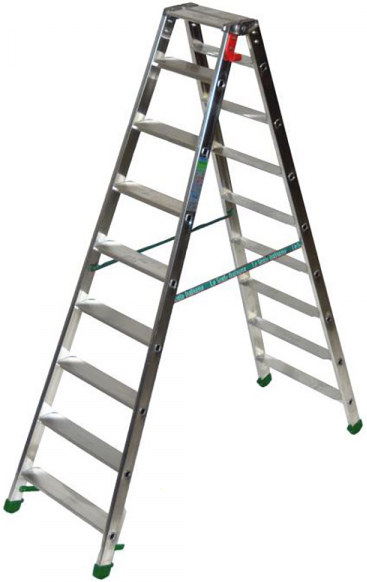 Facal Dupla D-8, 2x9 gradini, 1.99 m - Scala doppia in alluminio - Altezza stimata operativa 3.27 m