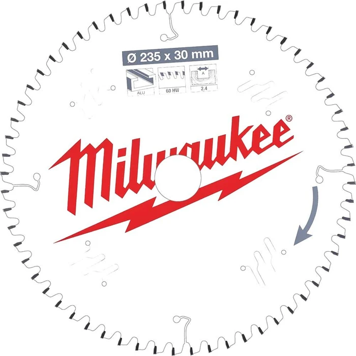 Milwaukee Sägeblatt Holz 235/30 mm 60 Zähne Flachtrapezzahn negativ (24220922)
