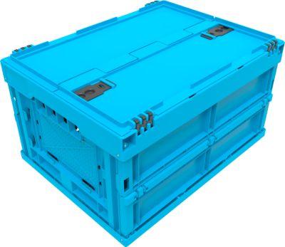 EURO-Maß Faltbox 4322 DL, mit Deckel, für Lager- und Mehrwegtransport, Inhalt 19 L, blau