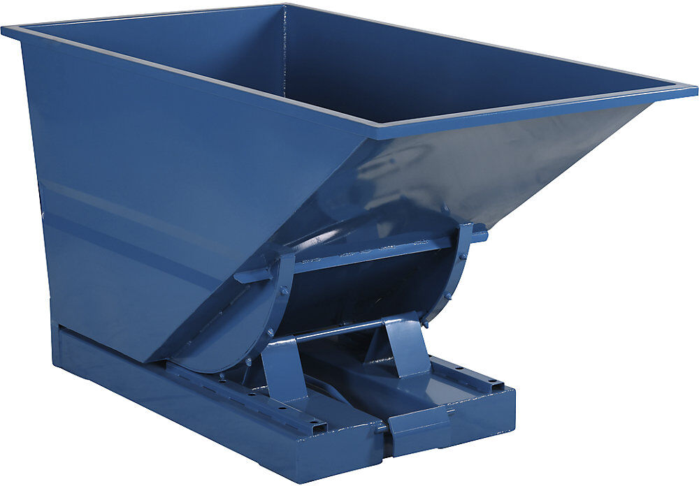 kaiserkraft Kippbehälter für leichte Güter, Traglast 600 kg, signalblau RAL 5005, Volumen 0,6 m³