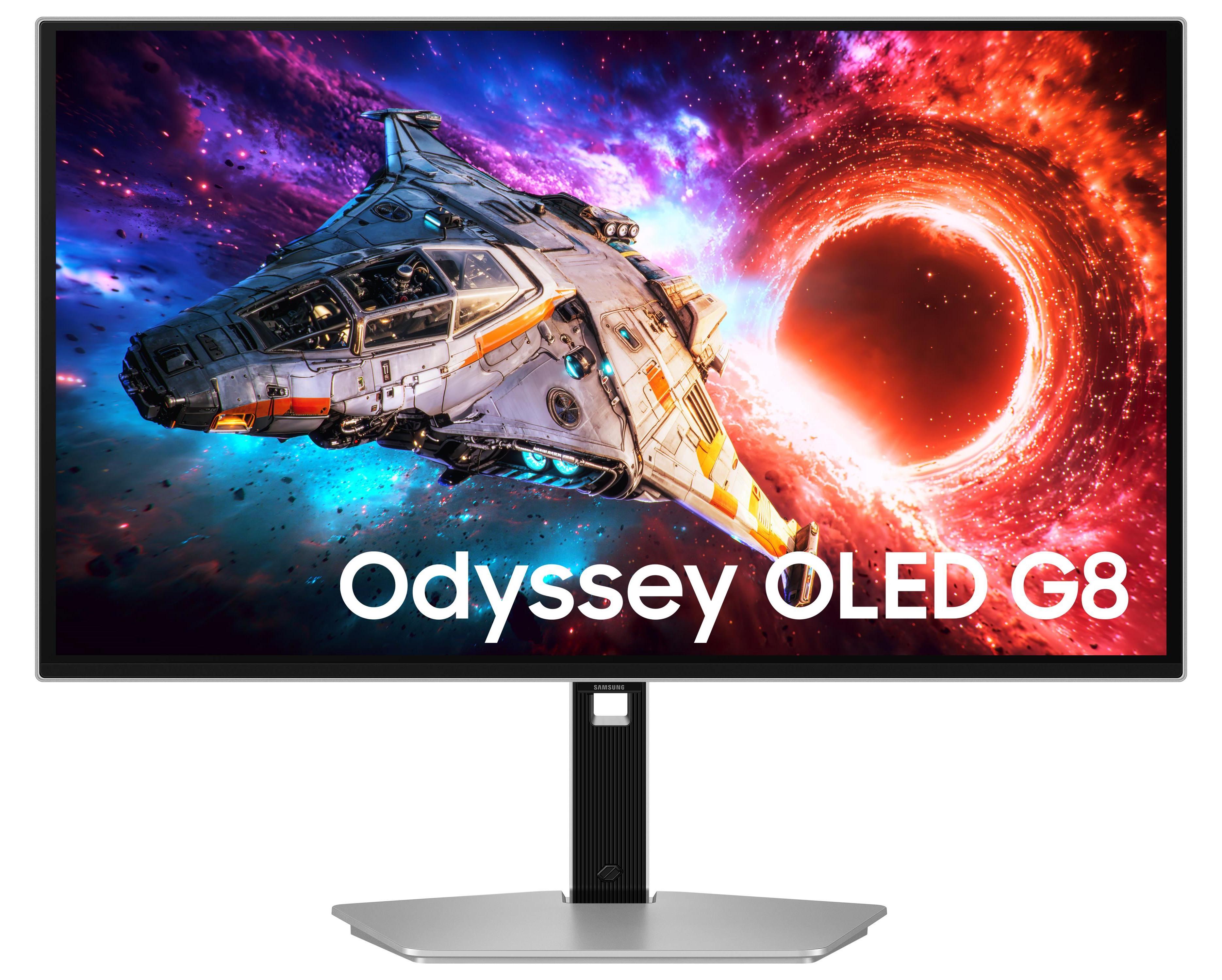 Samsung 27" Odyssey OLED G8 (G80SH) 4K UHD 240Hz Gaming Monitor, 68,6 cm (27"), 3840 x 2160 Pixel, 4K Ultra HD, OLED, 0,03 ms, Silber
