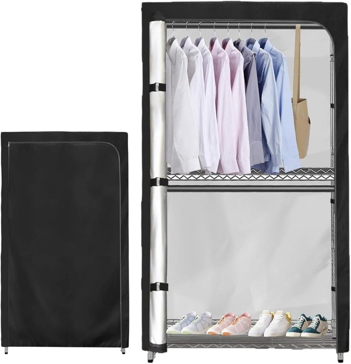 Waterdichte Oxford Beschermhoes voor Kledingrekken - Opbergtas voor je Garderobe - B/D/H: 45 x 177 x 0 cm