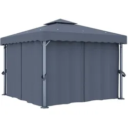 vidaXL Pavillon mit Vorhang 3x3 m Anthrazit Aluminium