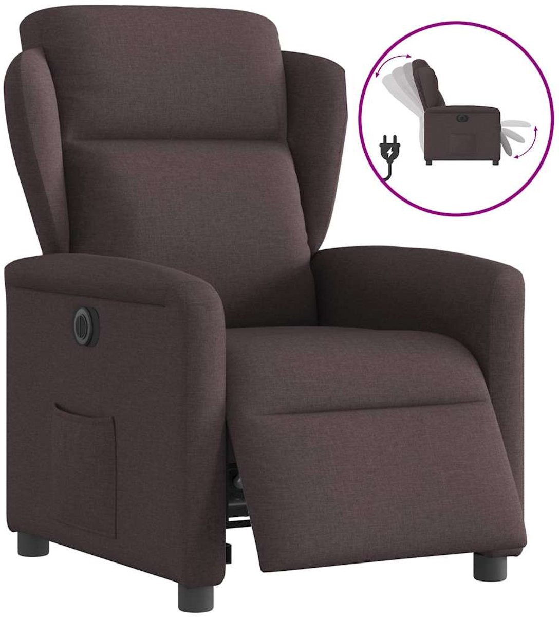 vidaXL Elektrische verstelbare fauteuil in donkerbruine stof