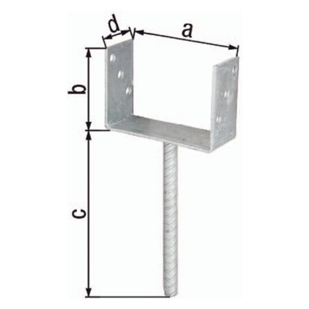 GAH U-Pfostenträger mit Betonanker aus Riffelstahl - Feuerverzinkt (214234) (Betonanker, 1 Stk.) (214234)