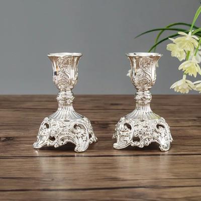 Inspired Living European Style Metal Candle Holders Set Of 2 Gold Or Silver Wedding Candle Holders 6