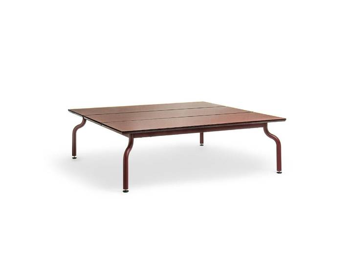 MAGIS table basse pour l'extérieur SOUTH 120x120 cm (Bordeaux - Acier peint et pierre de lave)