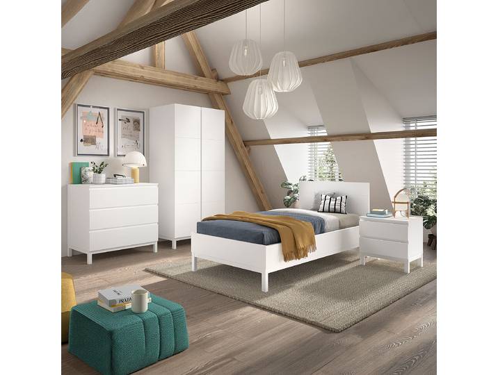 Kinderzimmerset 4-teilig mit Kommode 99cm Weiß