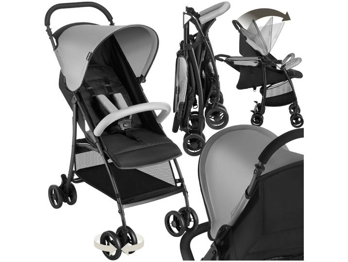 Buggy-Kinderwagen Emma, klappbar, 5-Punkt-Gurt, mit Bremse - schwarz/grau