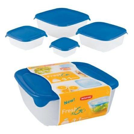 Curver & quot Set von quadratischen Behältern Frisch & amp go 0,8l + 1,7l + 2,9 l + 0,25l (CURVER)