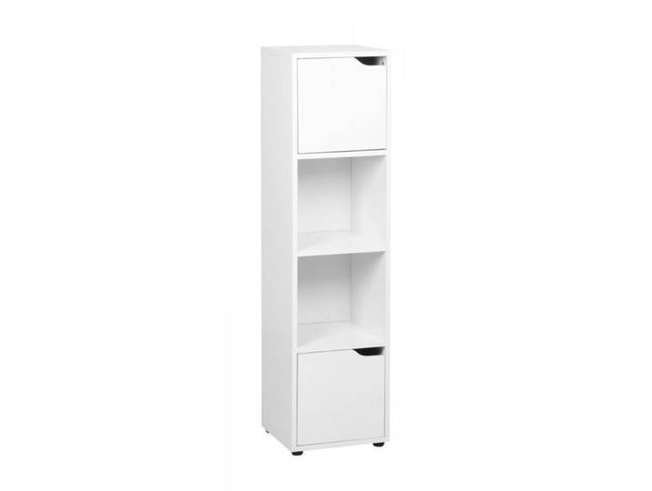 Colonne de rangement - JUANIO - Étagère colonne - Blanc - 120 cm - 2 niches 2 portes