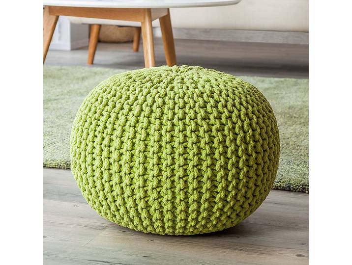 Pouf tricoté Stockholm Ø 55cm Vert