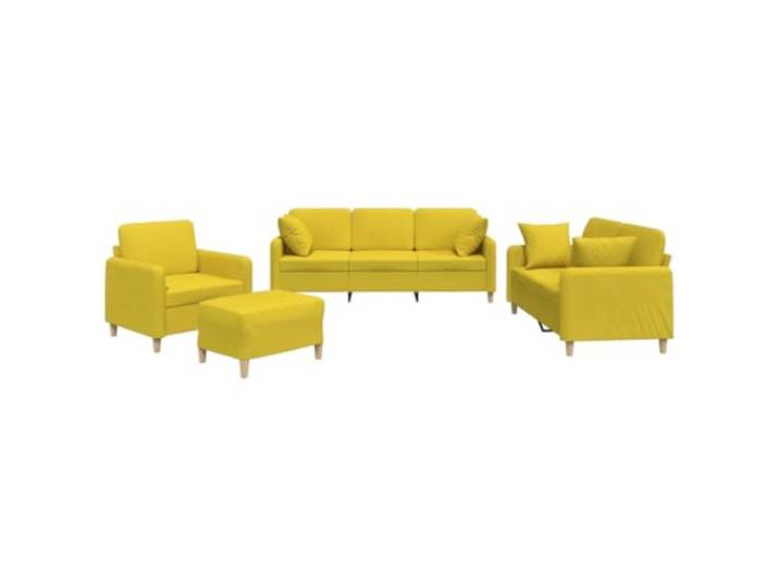Todiikf 4-TLG. Sofagarnitur mit Fußhocker & Kissen Hellgelb Stoff Bequemes 4-teiliges Couch-Set aus Polsterstoff mit Hocker und Kissen für gemütliche Stunden im Wohnzimmer.