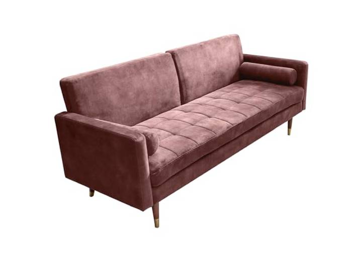 Riess Ambiente Modernes Schlafsofa Couture 196cm Altrosa Microvelours 3-Sitzer Couch Bettfunktion Ink. Kissen Schlafcouch Sofa Couch
