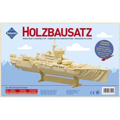 PEBARO 861 - Holzbausatz Kreuzer, 121 Teile, Holzkonstruktion zum Zusammenstecken