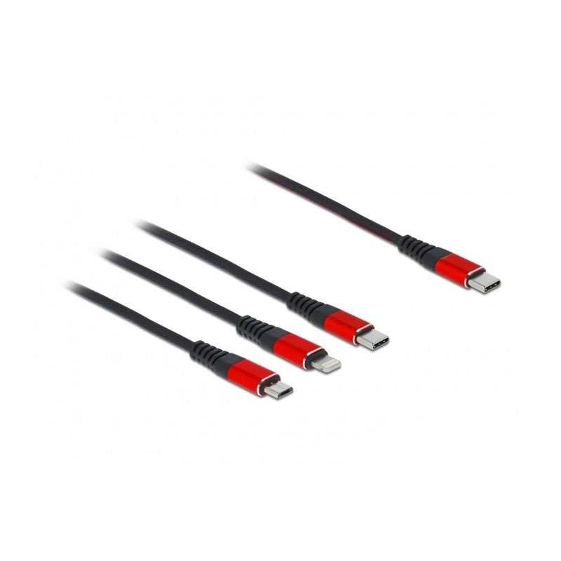 0.30m Delock USB Ladekabel 3 in 1 Type-CÖ zu LightningÖ / Micro USB / Type-CÖ