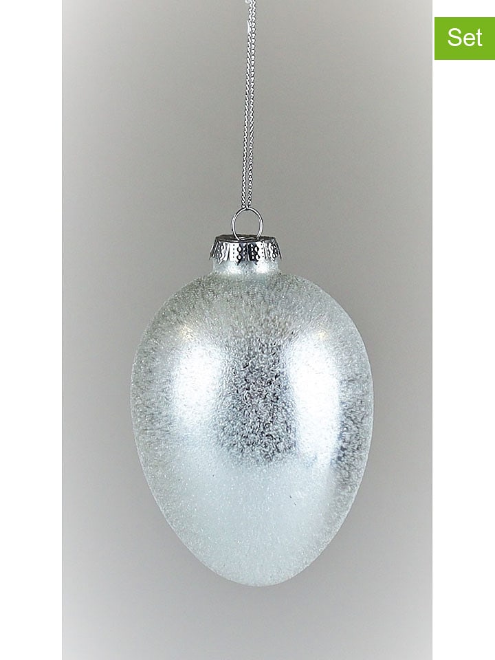 AM Design 2er-Set: Dekoanhänger "Ei" in Weiß - (H)9 x Ø 6 cm - onesize