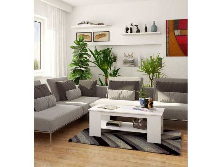 Raumhirsch Furniture Couchtisch Moderner Kaffeetisch Weiß - Praktische Ablagefläche - Sofatisch Kami, Robuste Laminatplatte, kratzfest & wasserabweisend, 120x50 cm
