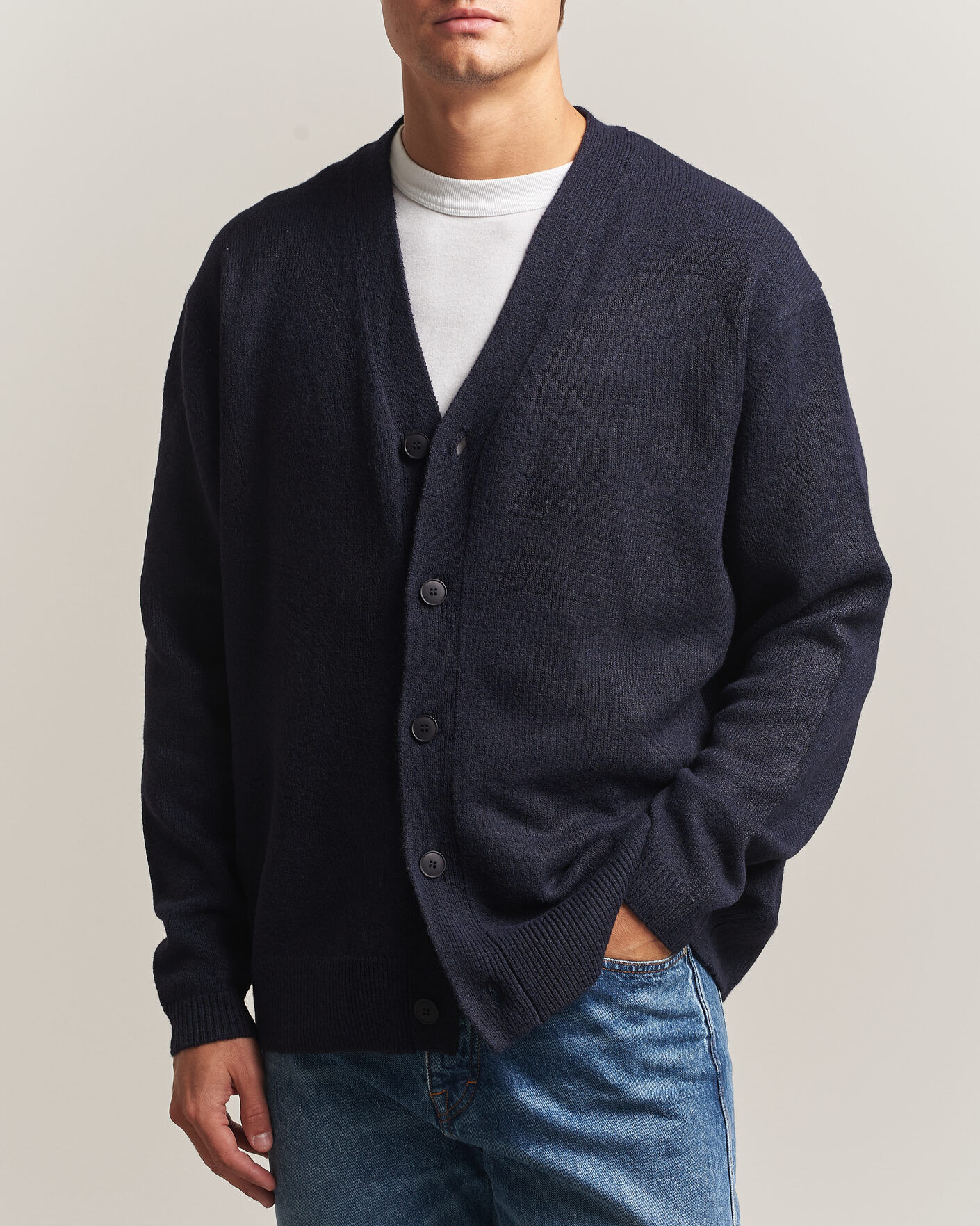KnowledgeCotton Apparel Knitted Cardigan Night Sky men M Blå