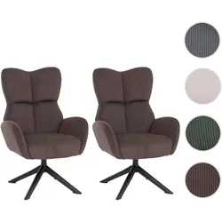 2er-Set Esszimmerstuhl HWC-Q54, Relaxstuhl Loungestuhl Polsterstuhl, drehbar Metall Cord (320g/m2) ~ dunkelbraun