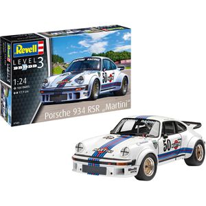 Revell Modellbausatz 07685 Porsche 934 RSR Martini, 104 Teile, Level 3, ab 10 Jahre, Maßstab 1:24