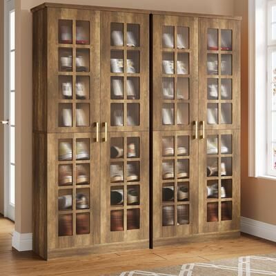 Lee Tall Shoe Cabinet with Doors, 8-Tier Shoe Rack Organizer
