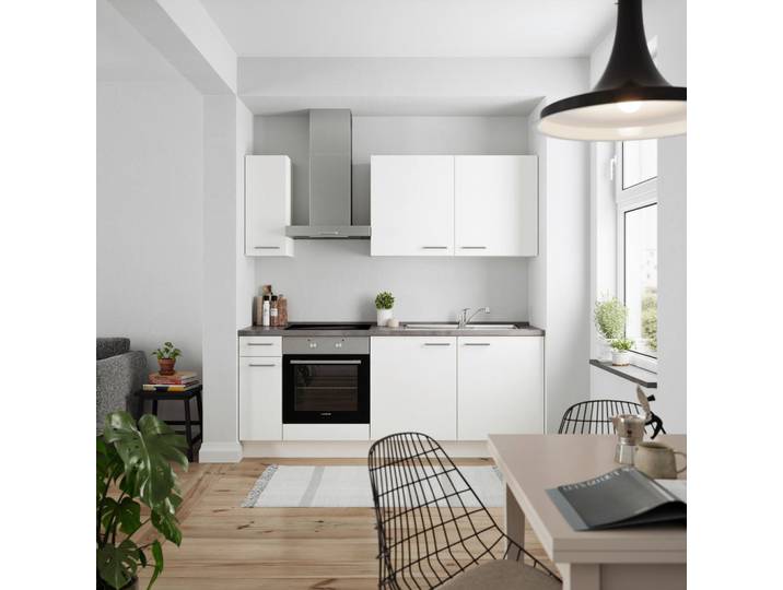 Küchenleerblock, Weiß & Schiefer, 210 cm, Metall, Mit 1 Schublade, Modern, Nobilia
